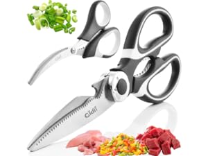 Kitchen Shears by Gidli - Liftime Replacement Warranty* - Includes Seafood Scissors As a Bonus - Heavy Duty Utility Stainless Steel All Purpose Ultra Sharp Scissors for Food/Cooking