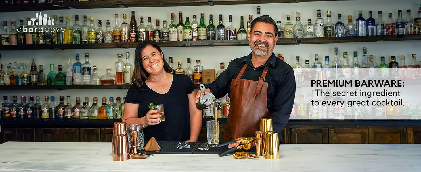 A Bar Above Professional Boston Shakers Set 18 oz Weighted and Unweighted Stainless Steel Cocktail Shaker Set for Bartenders, Premium 304 Steel Bar Shaker, Essential Bartending Tools for Mixing Drinks