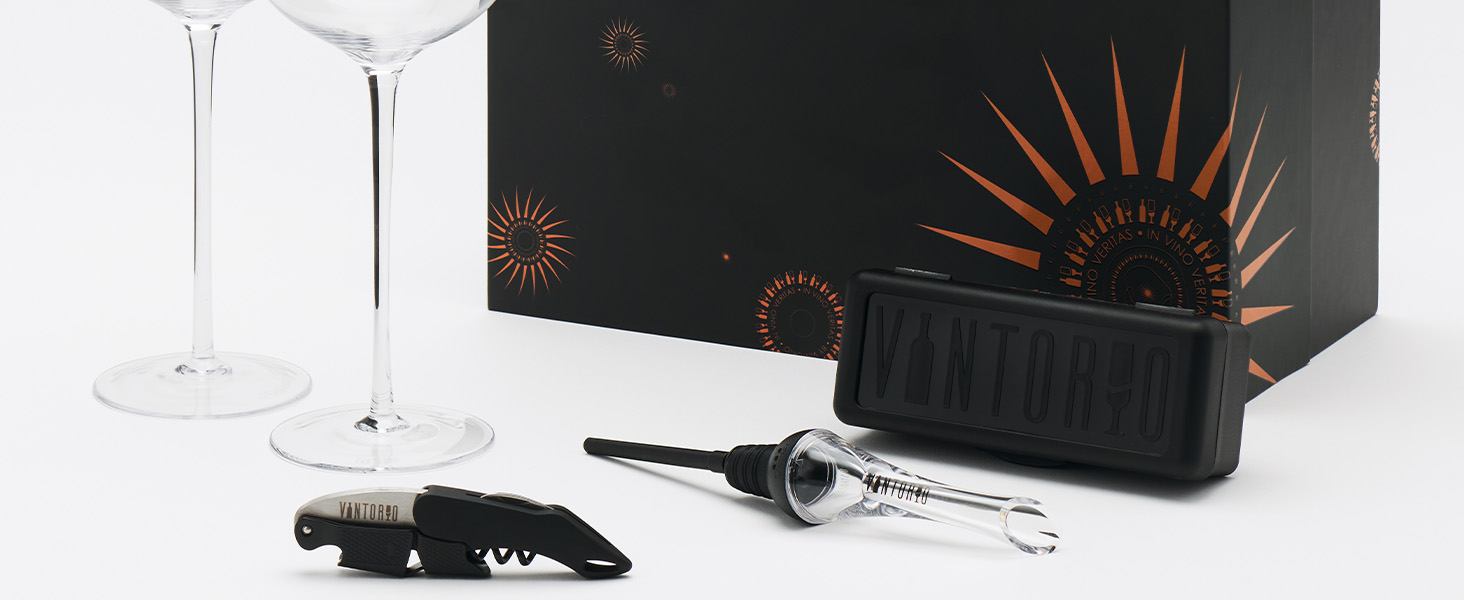 Vintorio Professional Waiters Corkscrew - Wine Key with Ergonomic Rubber Grip, Beer Bottle Opener and Foil Cutter (1 Pack)