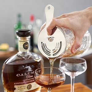 Viski Hawthorne Cocktail Strainer, Stainless Steel Bar Strainer with Copper Finish for Standard and Large Mixing Glasses, Boston Shakers and Shaker Tins, Home Bar Essentials, Bartender Tool, Set of 1