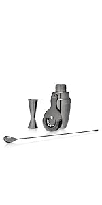 Viski Parisian Cocktail Shaker for Cold Brew Cocktails, Margarita, Espresso Martini, Contoured High Shine Polished Stainless Steel Martini Shaker, Home Bar, Bartender Gifts, 25 oz, Set of 1, Black