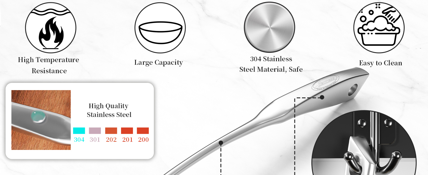Spaghetti Server, [Rustproof, Integral Forming, Durable] Newness 304 Stainless Steel Pasta Fork with Vacuum Ergonomic Handle, Comfortable Grip Design Spaghetti Server for Kitchen, 14.33 Inches