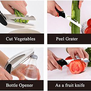 Vegetable Scissors and Food Cutter - Kitchen Shears With Cutting Board, Quick Slicer, Chopper for Meat and Vegetables