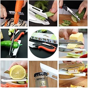 Vegetable Scissors and Food Cutter - Kitchen Shears With Cutting Board, Quick Slicer, Chopper for Meat and Vegetables