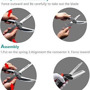 Vegetable Scissors and Food Cutter - Kitchen Shears With Cutting Board, Quick Slicer, Chopper for Meat and Vegetables