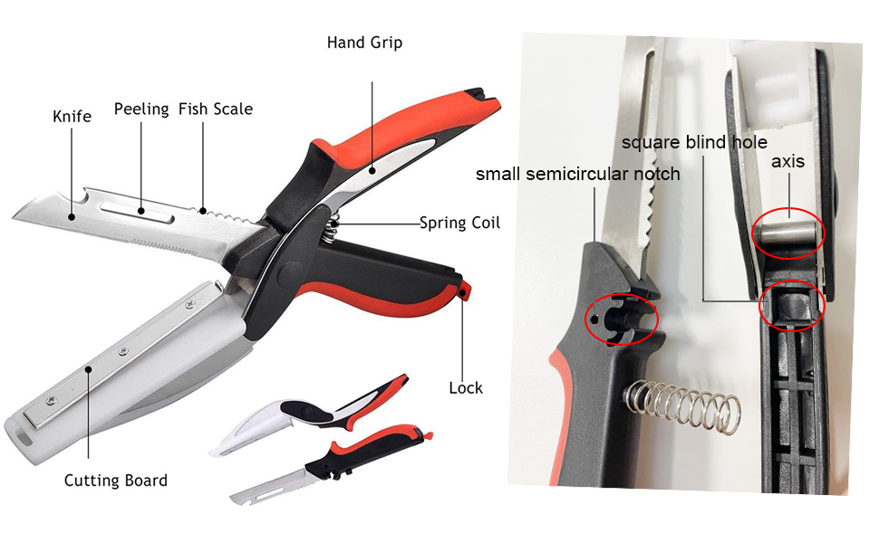 Vegetable Scissors and Food Cutter - Kitchen Shears With Cutting Board, Quick Slicer, Chopper for Meat and Vegetables