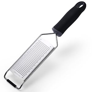 Stainless Steel Cheese Grater, Ergonomic Soft Handle Lemon Ginger Potato Zester with Plastic Cover