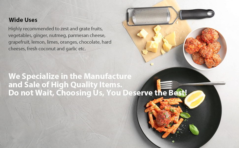 Stainless Steel Cheese Grater, Ergonomic Soft Handle Lemon Ginger Potato Zester with Plastic Cover
