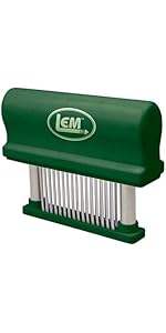 LEM Products Hand Held Tenderizer with 48 Blades, Stainless Steel and Plastic, Green