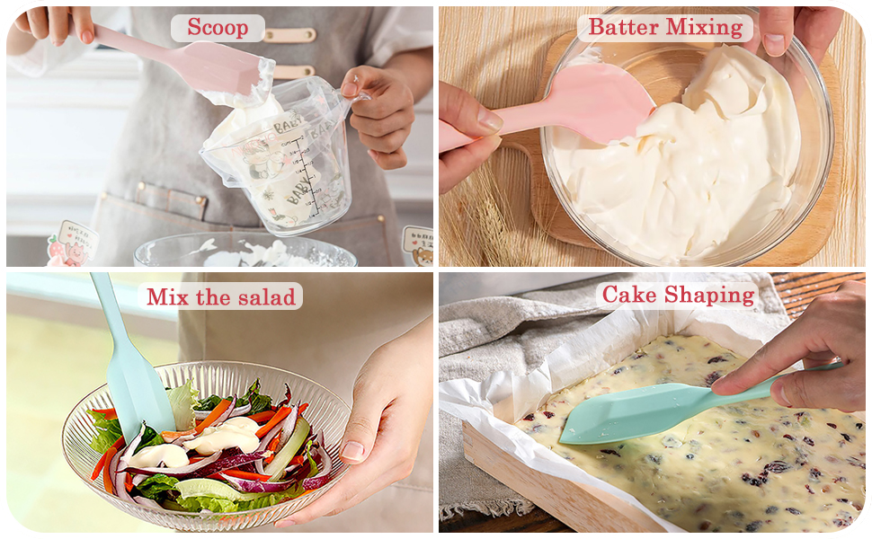 Silicone Spatula Heat Resistant Small Rubber Spatulas Cooking Utensil Set Non-Stick Flexible Rubber Essential Cooking Gadget For Cake/Cream/Pastry/Butter/Batter Mixing/Cooking-(5 Pieces)