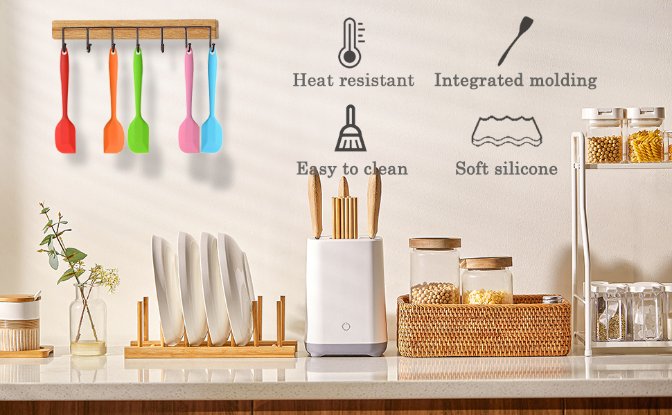 Silicone Spatula Heat Resistant Small Rubber Spatulas Cooking Utensil Set Non-Stick Flexible Rubber Essential Cooking Gadget For Cake/Cream/Pastry/Butter/Batter Mixing/Cooking-(5 Pieces)