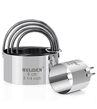 HULISEN Biscuit Cutter Set (5 Pieces/Set), Round Cookies Cutter with Handle, Professional Baking Dough Tools, Gift Package