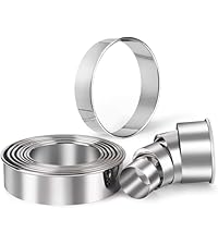 HULISEN Biscuit Cutter Set (5 Pieces/Set), Round Cookies Cutter with Handle, Professional Baking Dough Tools, Gift Package