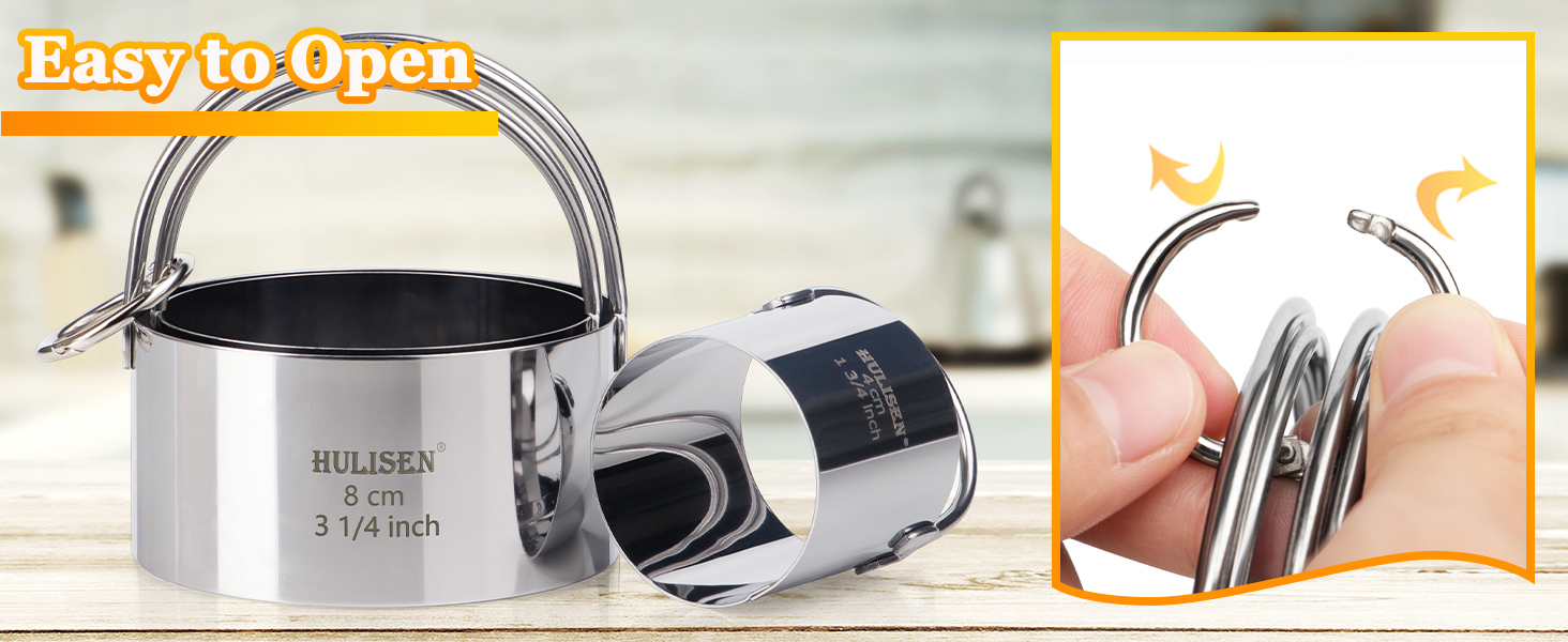 HULISEN Biscuit Cutter Set (5 Pieces/Set), Round Cookies Cutter with Handle, Professional Baking Dough Tools, Gift Package