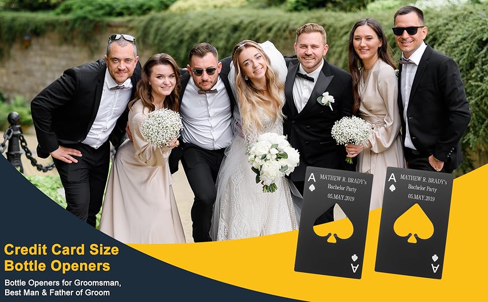 Card Bottle Opener, Yoption 10 Pcs Stainless Steel Credit Card Size Beer Bottle Can Cap Opener for Wallet Pocket Wedding Party Groomsmen Birthday Gifts