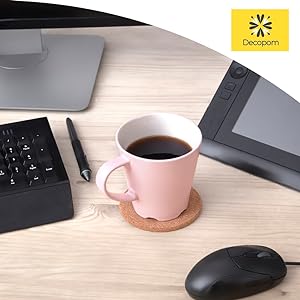 Cork Coasters for Drinks with Metal Holder - 16 Pcs Round 4 inch Drink Coaster Thick Absorbent Heat-Resistant Saucer - Used for Cold Hot Beverages Glasses Mugs Cups Plants Apartment Decor Bar Table