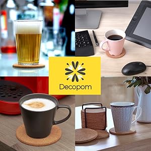 Cork Coasters for Drinks with Metal Holder - 16 Pcs Round 4 inch Drink Coaster Thick Absorbent Heat-Resistant Saucer - Used for Cold Hot Beverages Glasses Mugs Cups Plants Apartment Decor Bar Table