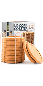 Cork Coasters for Drinks with Metal Holder - 16 Pcs Round 4 inch Drink Coaster Thick Absorbent Heat-Resistant Saucer - Used for Cold Hot Beverages Glasses Mugs Cups Plants Apartment Decor Bar Table