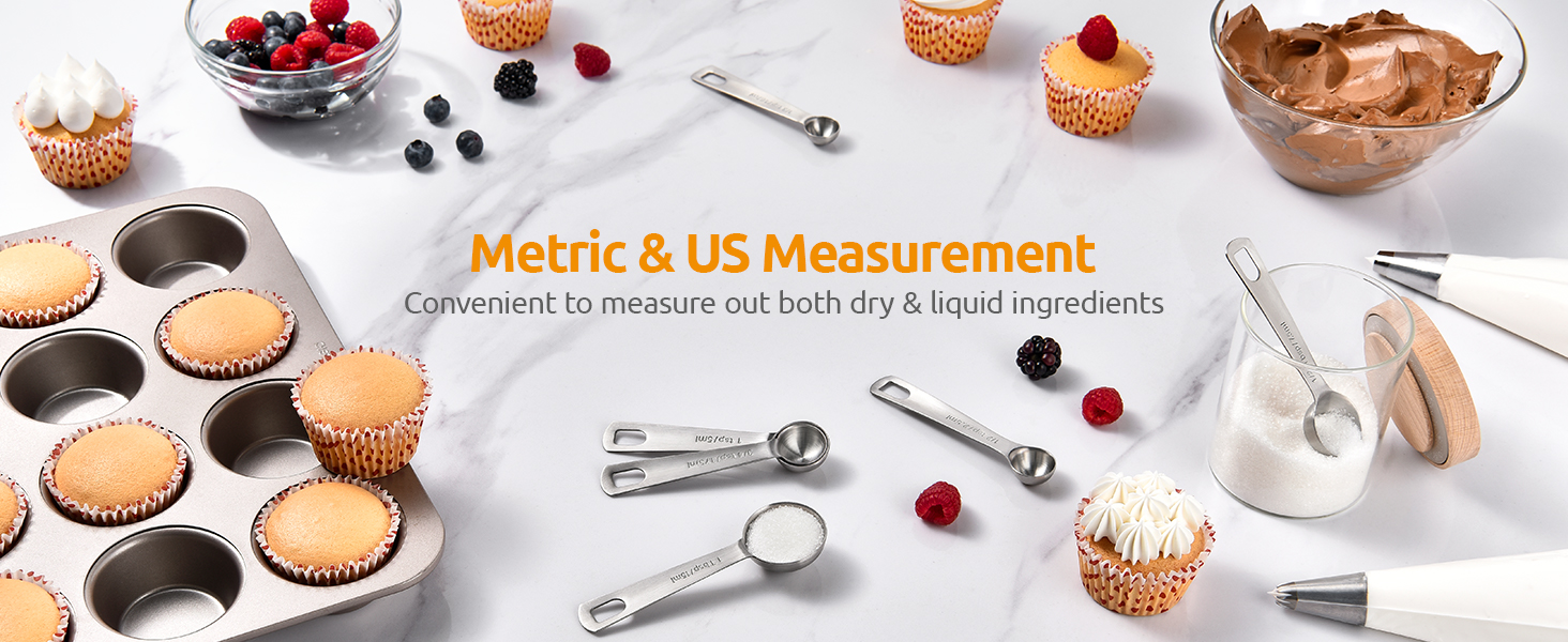 U-Taste 18/8 Stainless Steel Measuring Spoons Set: 7 Piece - 1/8, 1/4, 1/2, 3/4 tsp, 1 tsp, 1/2 & 1 tbsp for Dry & Liquid Ingredients