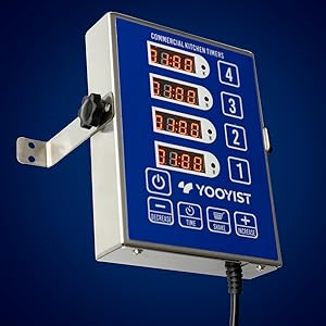 Precision Kitchen Timers for Cooking – 4 Channel Commercial Kitchen Timer Restaurant Kitchen Supplies – Stainless Steel Digital LED Chef Cooking Timer – Reminder Function, Loud Alarm, Blue