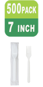 GreenWorks 200 Count Heavy-duty Compostable Forks, BPI Certified Large Disposable Cutlery Flatware Utensils Fork