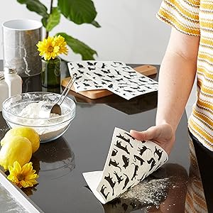 DII Swedish Dishcloths for Kitchen & Cleaning, Reusable, Machine Washable & Dishwasher Safe, Biodegradable, 7.75 x 6.75, Lemons, 3 Piece