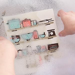 DII Swedish Dishcloths for Kitchen & Cleaning, Reusable, Machine Washable & Dishwasher Safe, Biodegradable, 7.75 x 6.75, Lemons, 3 Piece