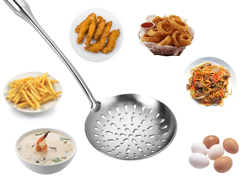 TBWHL Skimmer Slotted Spoon, Slotted Spoons for Cooking, Heavy Duty 304 Stainless Steel Slotted Spoon with Vacuum Ergonomic Handle, Comfortable Grip Design Strainer Ladle for Kitchen, 14.96 Inches