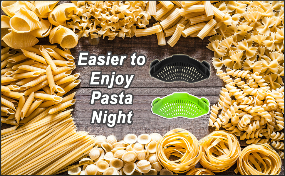 AUOON Clip On Strainer Silicone for All Pots and Pans, Pasta Strainer Clip on Food Strainer for Meat Vegetables Fruit Silicone Kitchen Colander