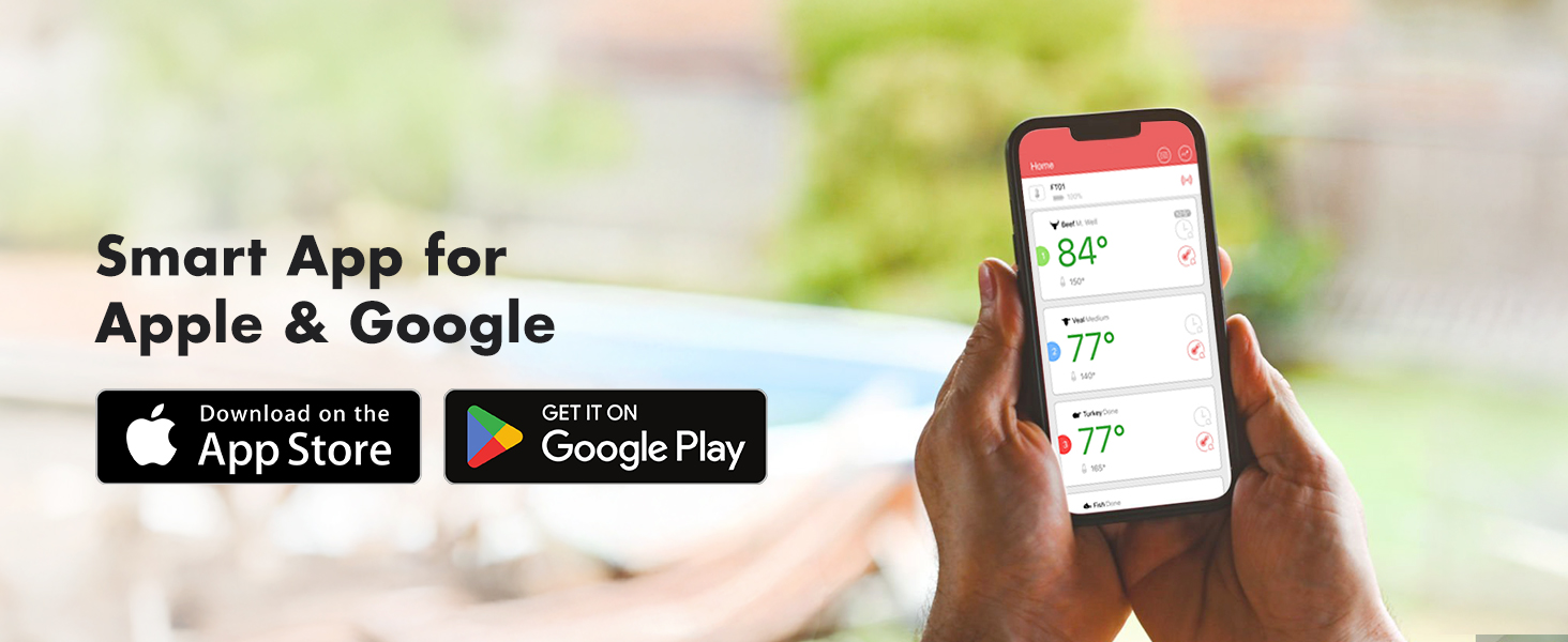 Tenergy Solis Digital Meat Thermometer, APP Controlled Wireless Bluetooth Smart BBQ Thermometer w/ 6 Stainless Steel Probes & Carrying Case, Cooking Thermometer for Grill & Smoker