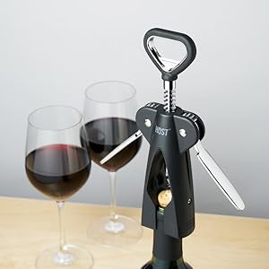 HOST Winged Corkscrew, Non-Stick Worm And Bottle Opener, 2-Blade Foil Cutter