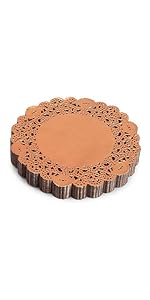 Juvale Paper Placemats - 12-Inch Round, Brown, 250 Count - Disposable Placemats & Lace Doilies - Paper Chargers for Dinner Plates - Tea Party Decorations & Wedding Table Decor