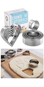 5 Pieces Biscuit Cookie Cutters Set,Stainless Steel Circle Round Cookie Biscuit Cutters in Graduated Sizes Shape Molds for Pastries Doughs Doughnuts