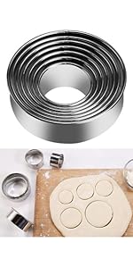 5 Pieces Biscuit Cookie Cutters Set,Stainless Steel Circle Round Cookie Biscuit Cutters in Graduated Sizes Shape Molds for Pastries Doughs Doughnuts