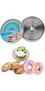 5 Pieces Biscuit Cookie Cutters Set,Stainless Steel Circle Round Cookie Biscuit Cutters in Graduated Sizes Shape Molds for Pastries Doughs Doughnuts