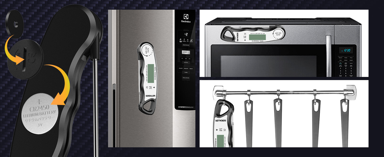 GDEALER Meat Thermometer Digital Instant Read Food Thermometer Waterproof Ultra-Fast for Grill Cooking Kitchen with Backlight & Calibration