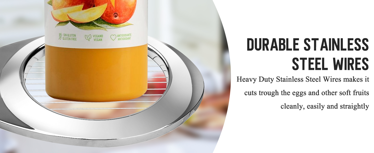 Egg Slicer, BIBURY Egg Slicer for Hard Boiled Eggs, Heavy Duty Egg Cutter for Egg Strawberry Mushroom Soft Fruit, Stainless Steel Wire with 3 Slicing Styles, Easy to Clean