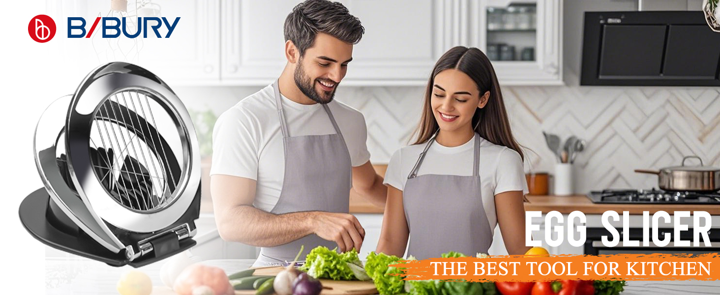 Egg Slicer, BIBURY Egg Slicer for Hard Boiled Eggs, Heavy Duty Egg Cutter for Egg Strawberry Mushroom Soft Fruit, Stainless Steel Wire with 3 Slicing Styles, Easy to Clean