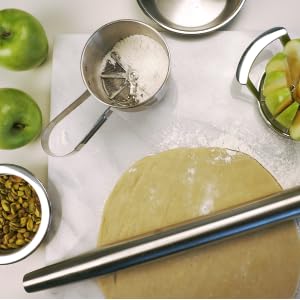 RSVP International Endurance® Stainless Steel Vintage One-Hand Sifter, 1 Cup | Top Cakes, Sift Flour, Marinade BBQ & More | Dishwasher Safe | Powder Sugar, Sift Flour, Spread Toppings & More