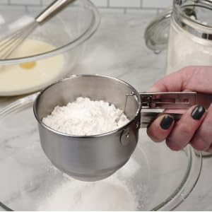 RSVP International Endurance® Stainless Steel Vintage One-Hand Sifter, 1 Cup | Top Cakes, Sift Flour, Marinade BBQ & More | Dishwasher Safe | Powder Sugar, Sift Flour, Spread Toppings & More