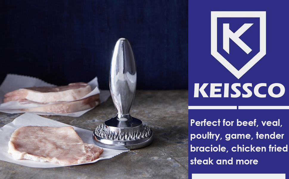 Reversible Meat Tenderizer and Pounder Dual Sided Meat Tenderizer Mallet Marinating Prep Tool