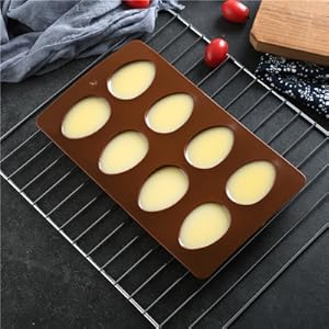 8 Cavity Silicone Egg Pan, Egg Tray, Egg Shape Ice Tray, Silicone Baking Supplies for Cake Decorating, Chocolate, Candy, Jello, Baking Pan for Muffin, Bread and More, Set of 2