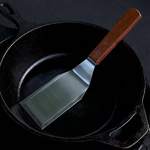 MANNKITCHEN Professional Grade Stainless Steel Spatula Perfect for Cast Iron Skillets and Flat Top Grills (MK21680)
