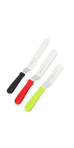 Angled Icing Spatula, Stainless Steel Offset Spatula, Cake Spatula Set of 2 Black 6, 8 inch Blade