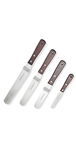 Angled Icing Spatula, Stainless Steel Offset Spatula, Cake Spatula Set of 2 Black 6, 8 inch Blade