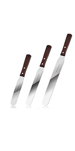 Angled Icing Spatula, Stainless Steel Offset Spatula, Cake Spatula Set of 2 Black 6, 8 inch Blade