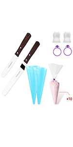 Angled Icing Spatula, Stainless Steel Offset Spatula, Cake Spatula Set of 2 Black 6, 8 inch Blade