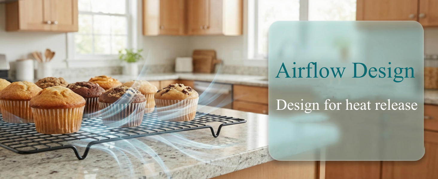 Tebery 4 Pack Black Heavy-Duty Wire Cooking Rack Baking Racks, Nonstick Baking & Cooling Grid for Roasting, Cooking, Grilling, Drying - 16