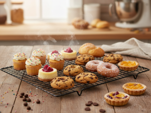 Tebery 4 Pack Black Heavy-Duty Wire Cooking Rack Baking Racks, Nonstick Baking & Cooling Grid for Roasting, Cooking, Grilling, Drying - 16