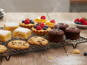 Tebery 4 Pack Black Heavy-Duty Wire Cooking Rack Baking Racks, Nonstick Baking & Cooling Grid for Roasting, Cooking, Grilling, Drying - 16